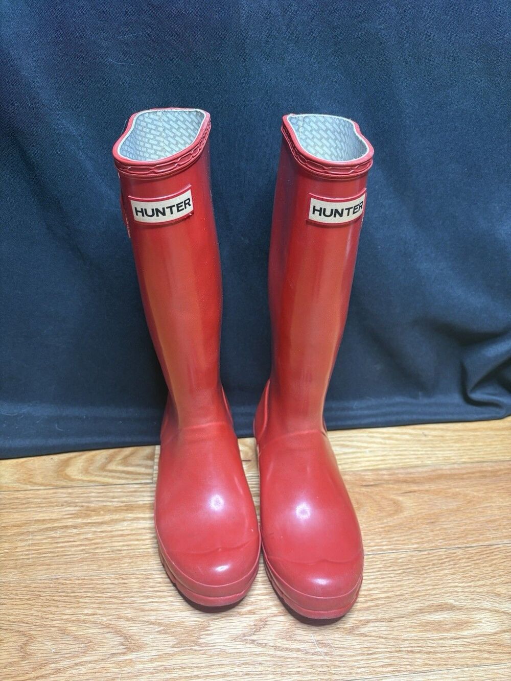 Hunter Rubber Knee High Rain Boots Shoes Red Rubber Size 4 Mens 6 Women EU 35 36